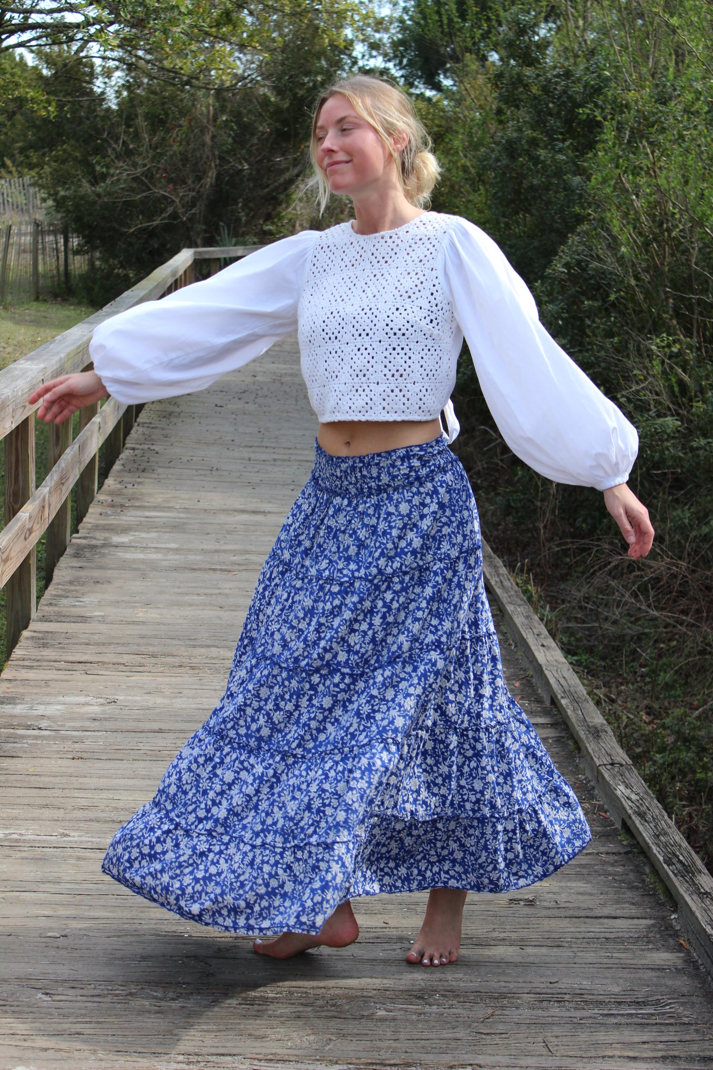 Pink City Prints |  Perfume Dahlia Rah Rah Skirt Floral Printed Maxi Skirt, XS/S