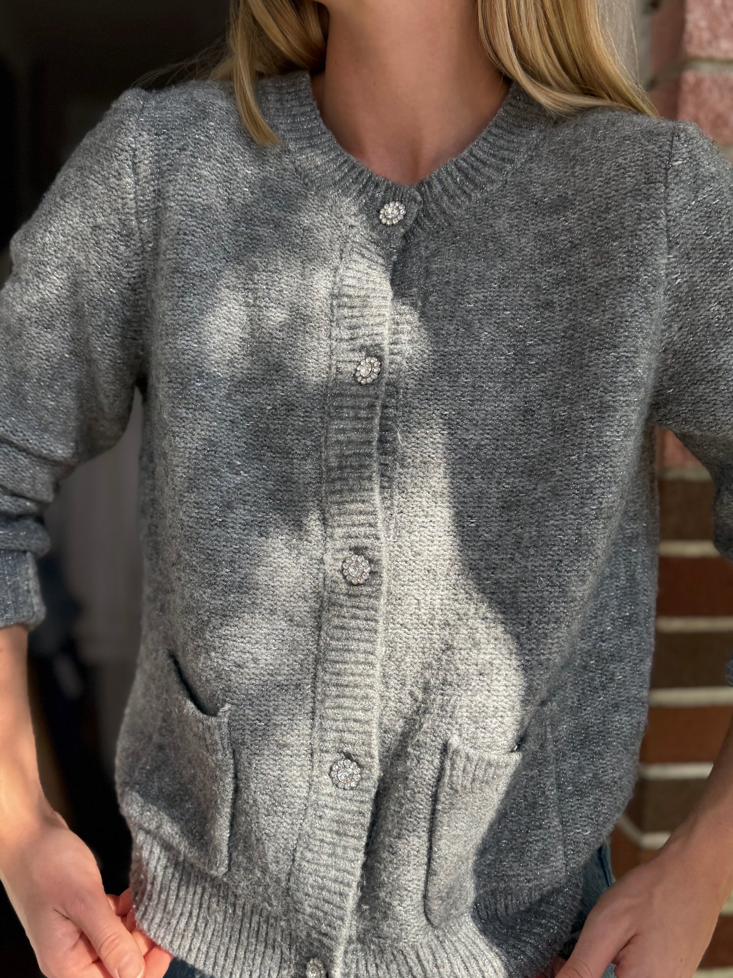 J Crew | Button Down Sparkly Sweater, L