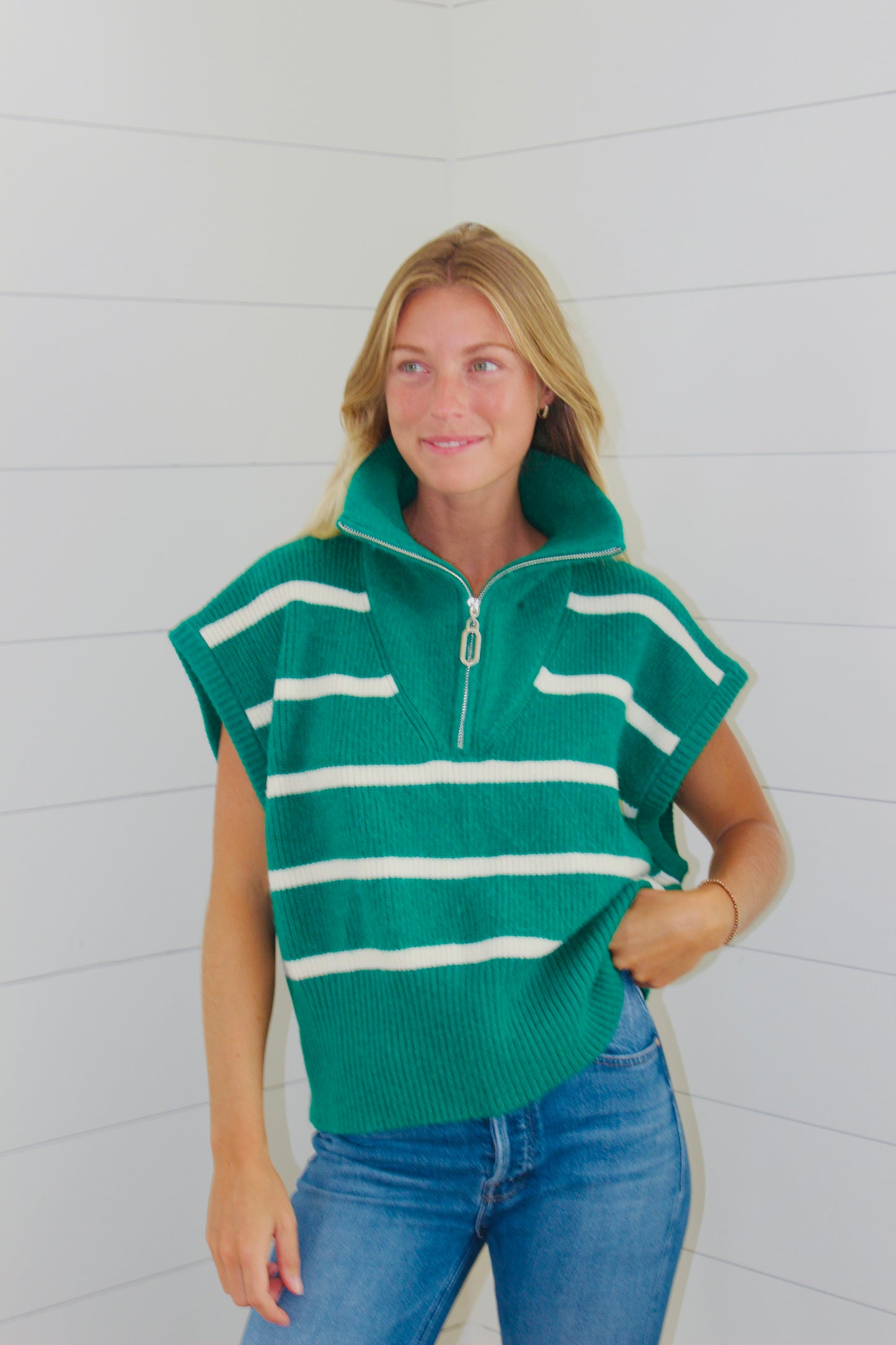 Maeve | Striped High Collar Sweater, OS