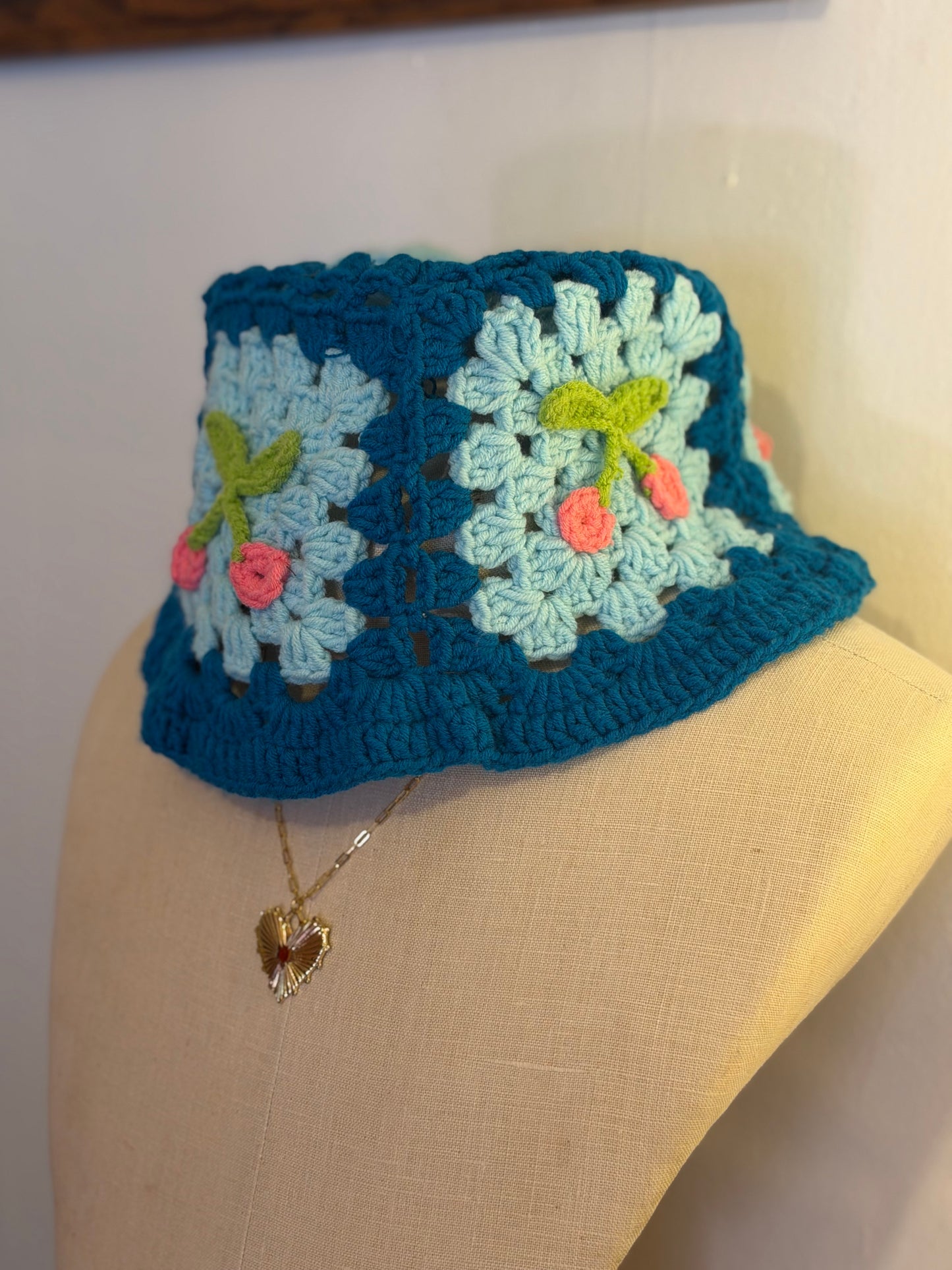 Crochet Cherry Bucket Hat