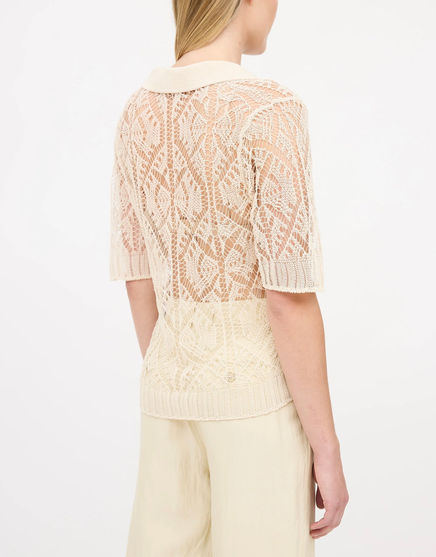 Ganni | Lace Crochet Polo, S