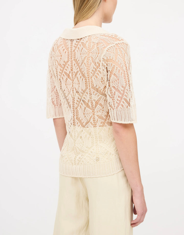 Ganni | Lace Crochet Polo, S