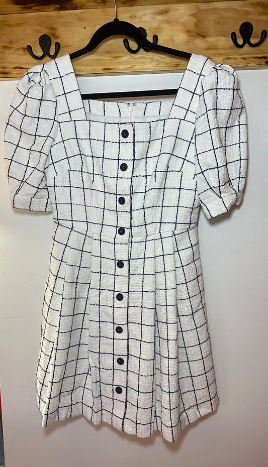 Gal Meets Glam Navy Tweed Plaid Dress, 2