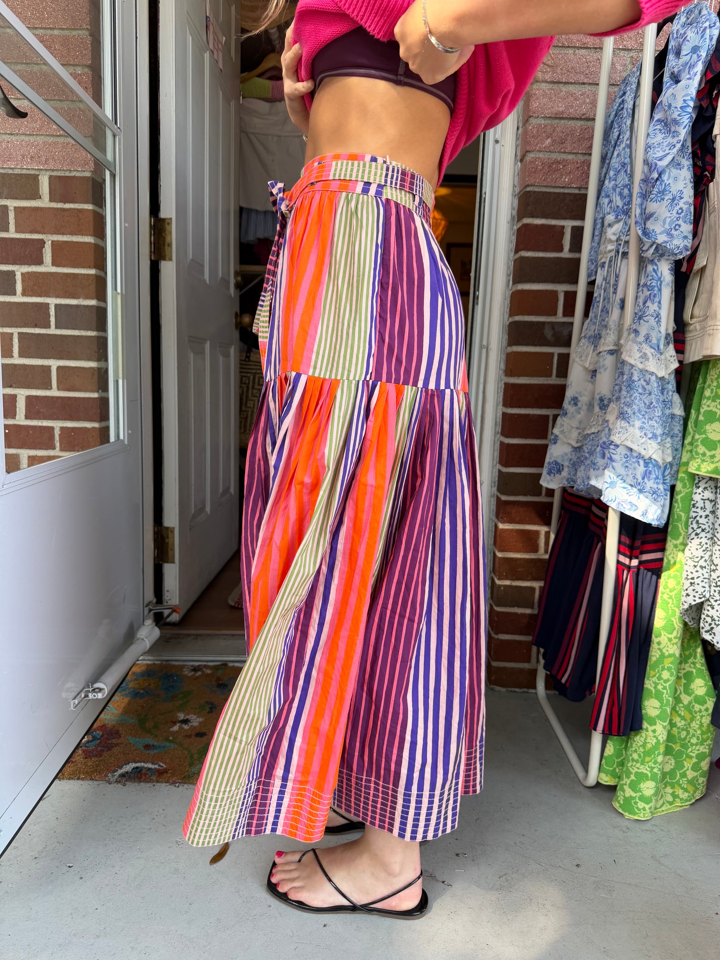 Oliphant | Striped Midi Skirt, XS
