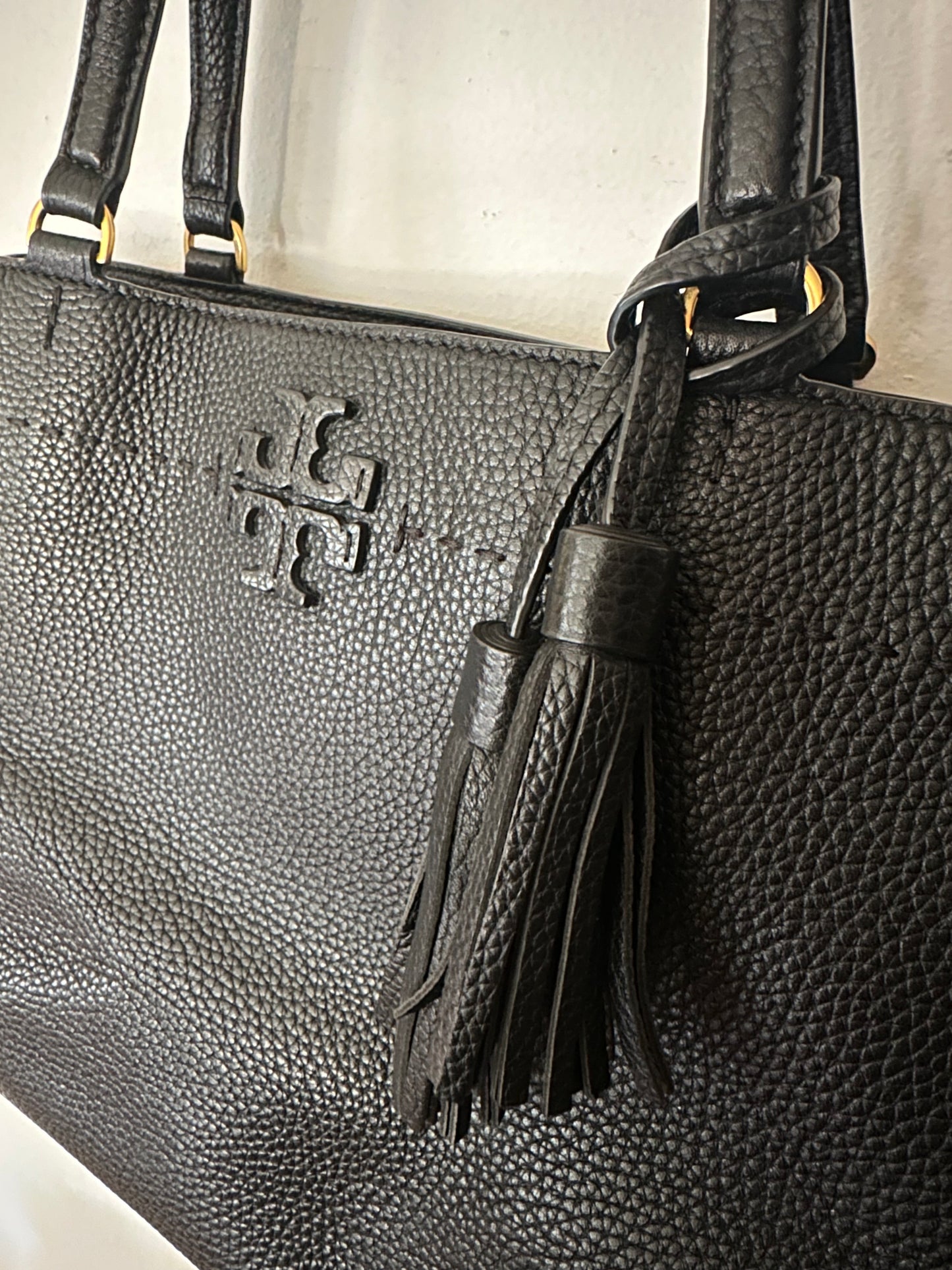 Tory Burch |  Black Leather Medium Tassel Bag
