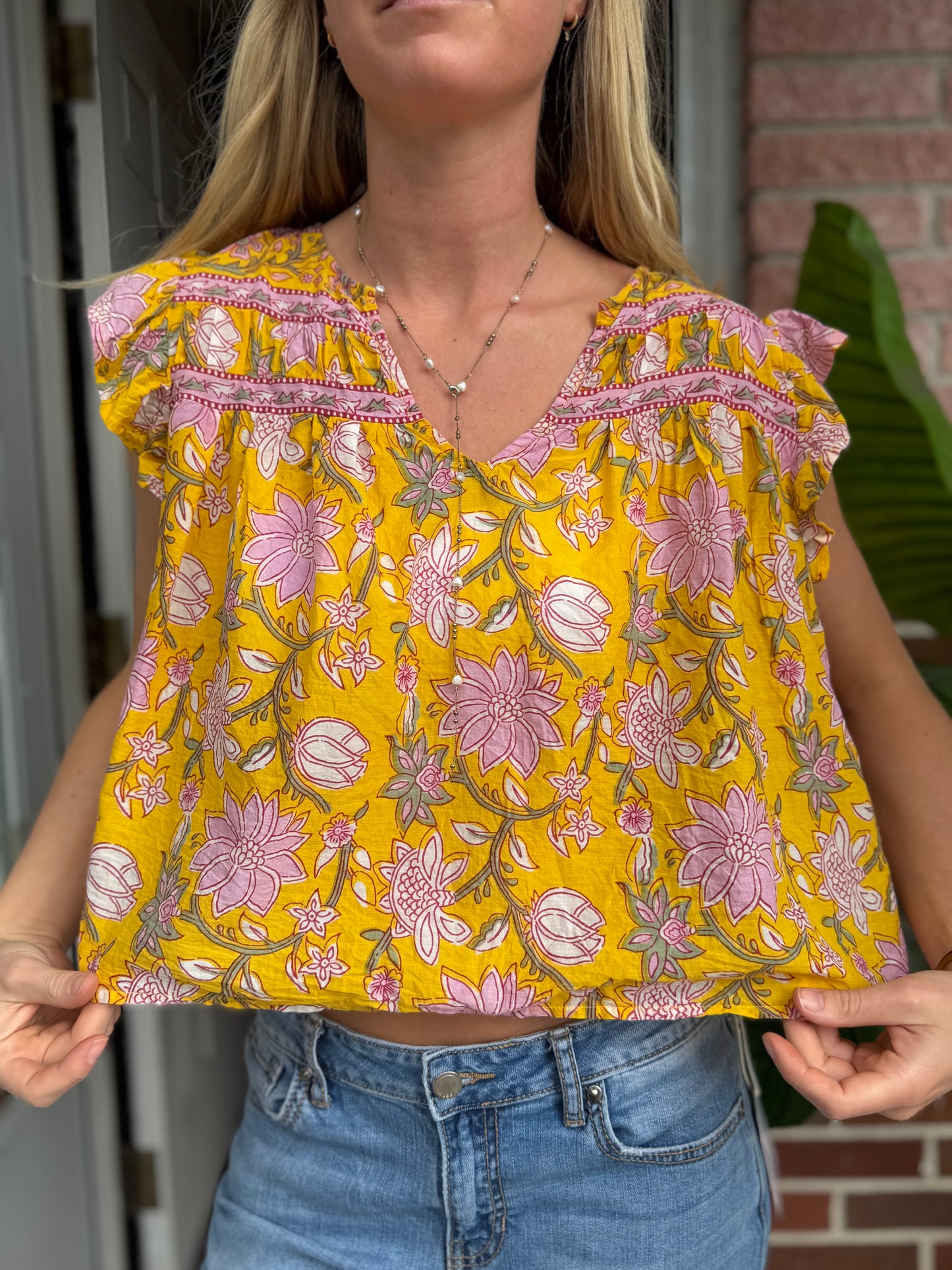 Velvet | 100% Cotton Flowy Floral Top, XS