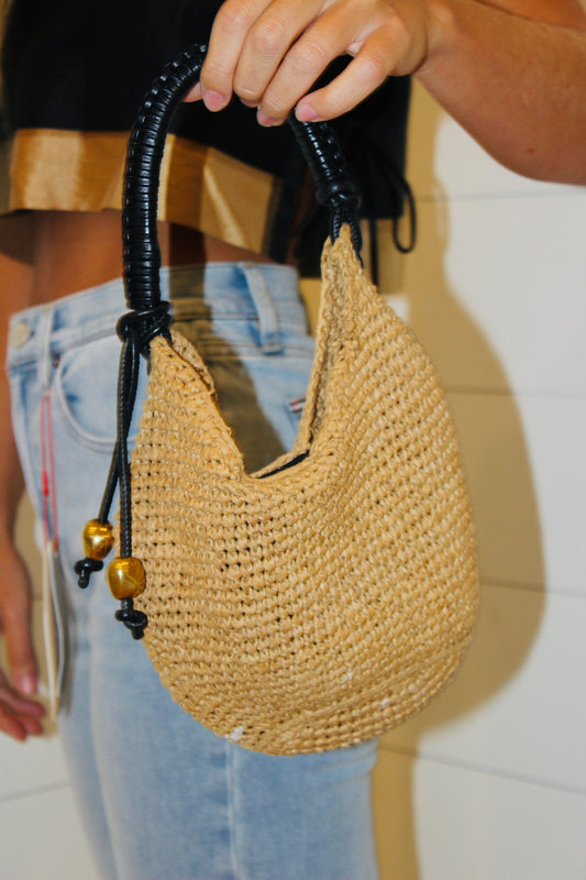 Woven Bead Handle Bag