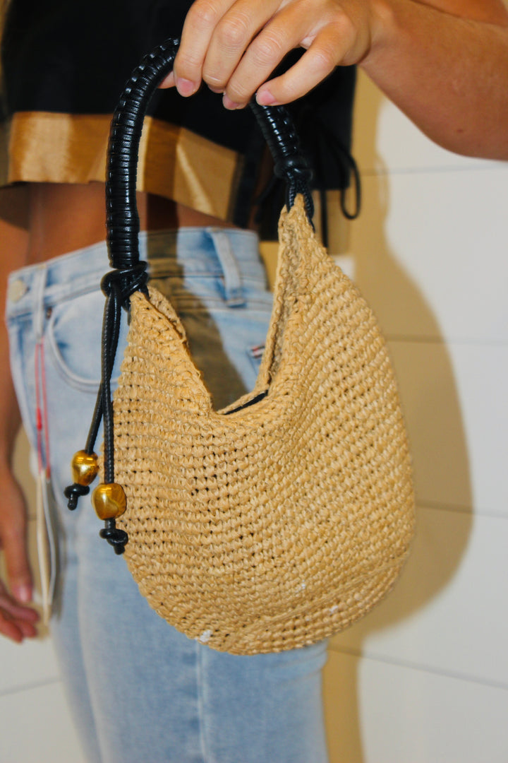 Woven Bead Handle Bag