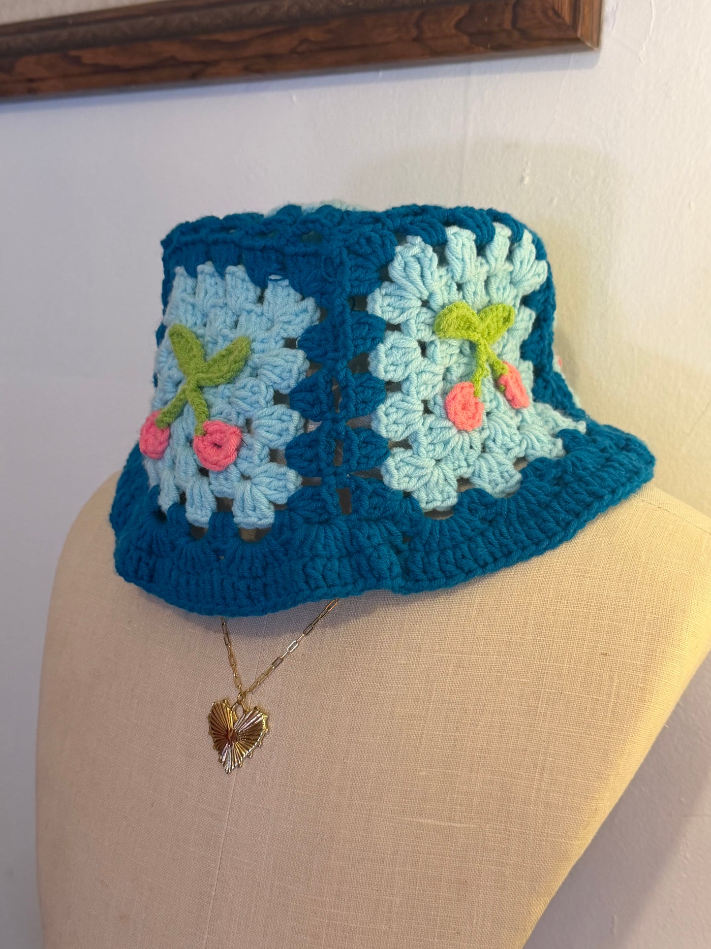 Crochet Cherry Bucket Hat