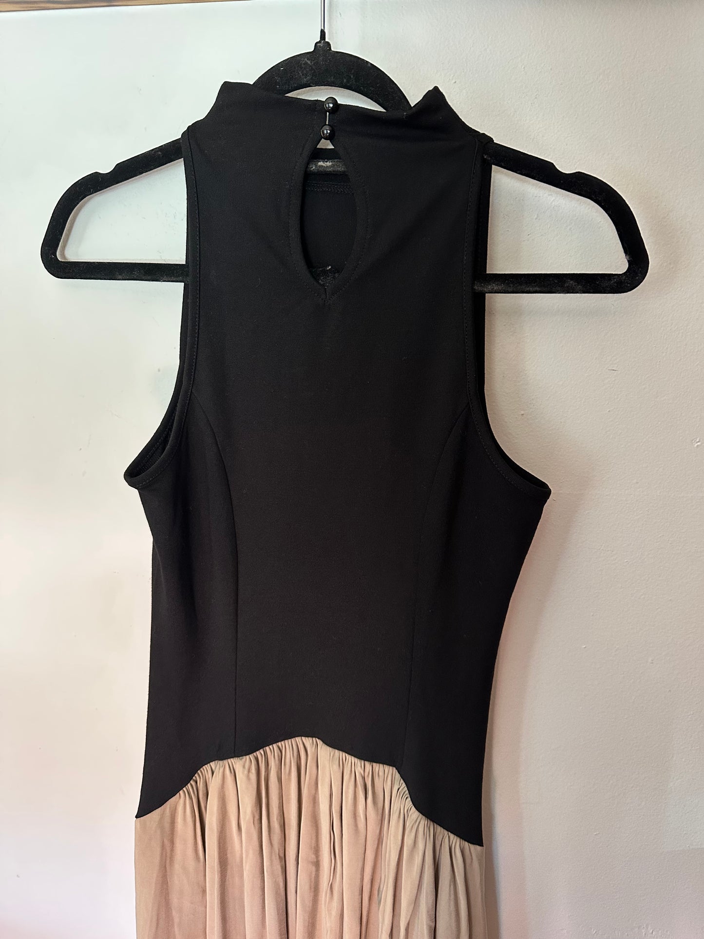 Anthropolgie | Black  / Tan  The Mariana Drop-Waist Maxi Dress by Maeve, XS