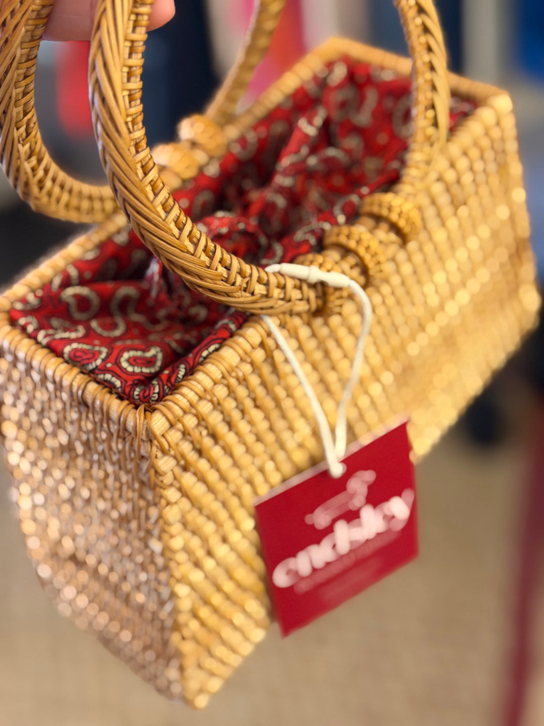 J Crew | Rattan Round Handle Bag