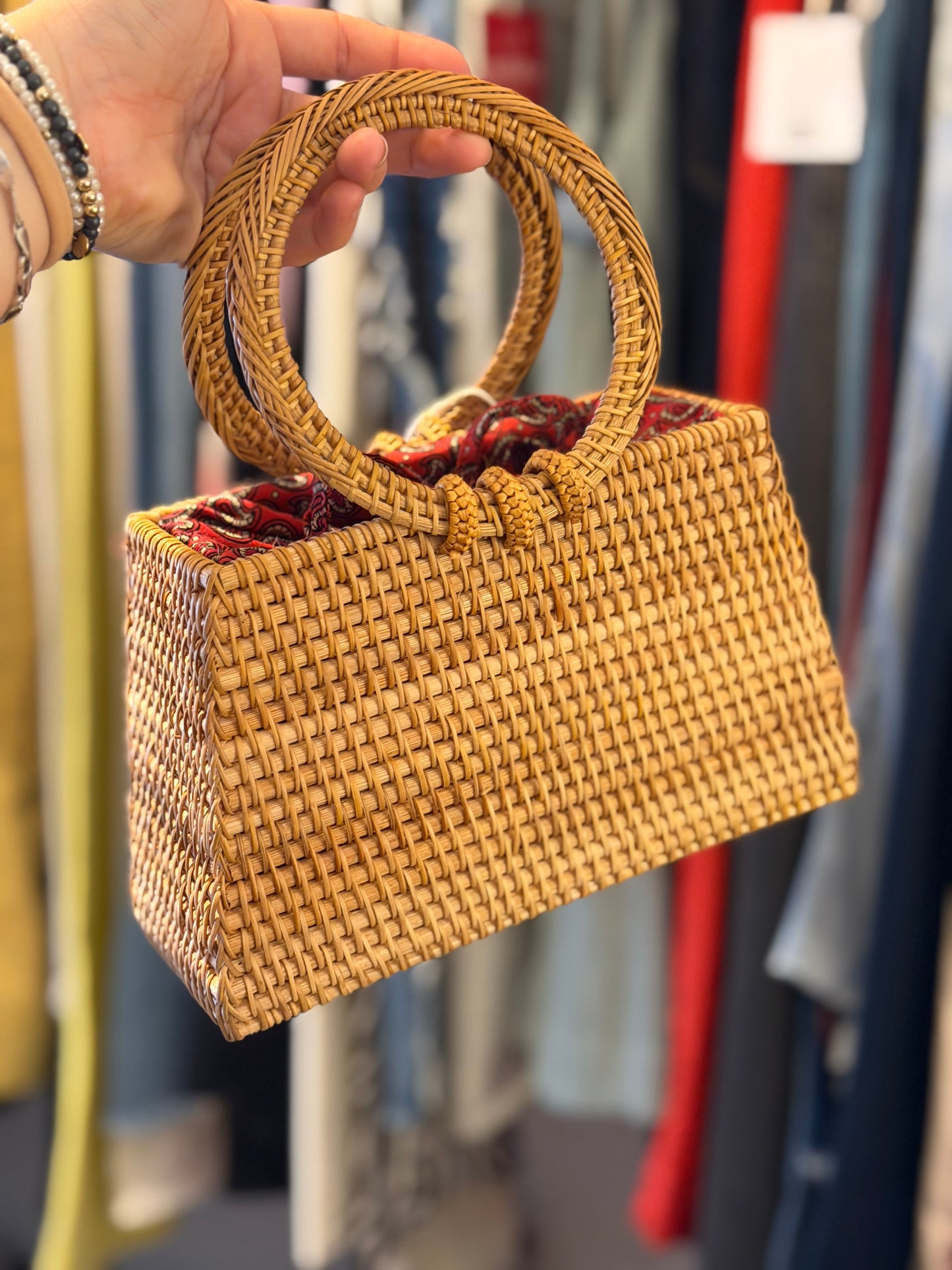 J Crew | Rattan Round Handle Bag