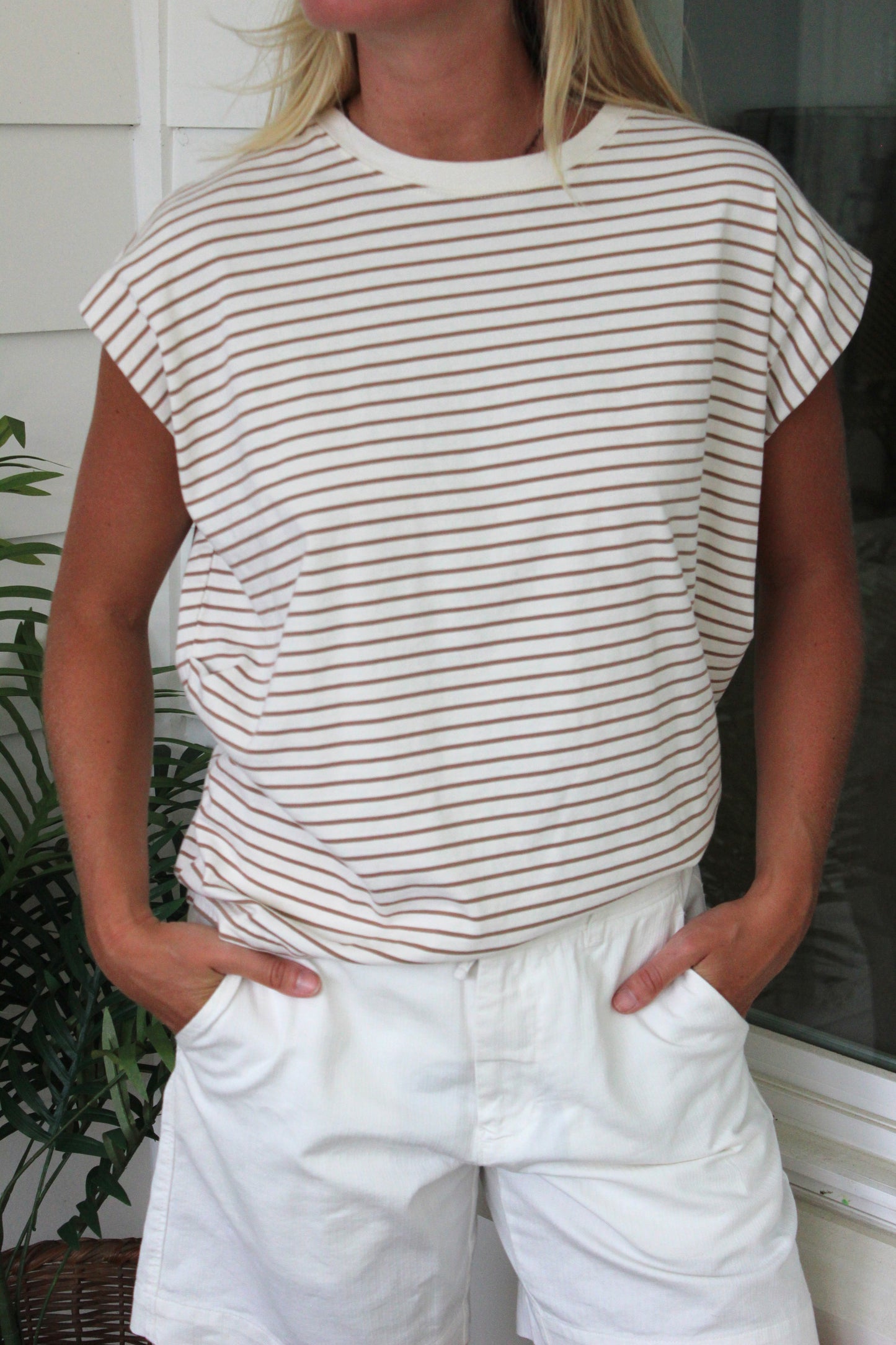 Pistola  | Striped Structured Sleeve Top, S