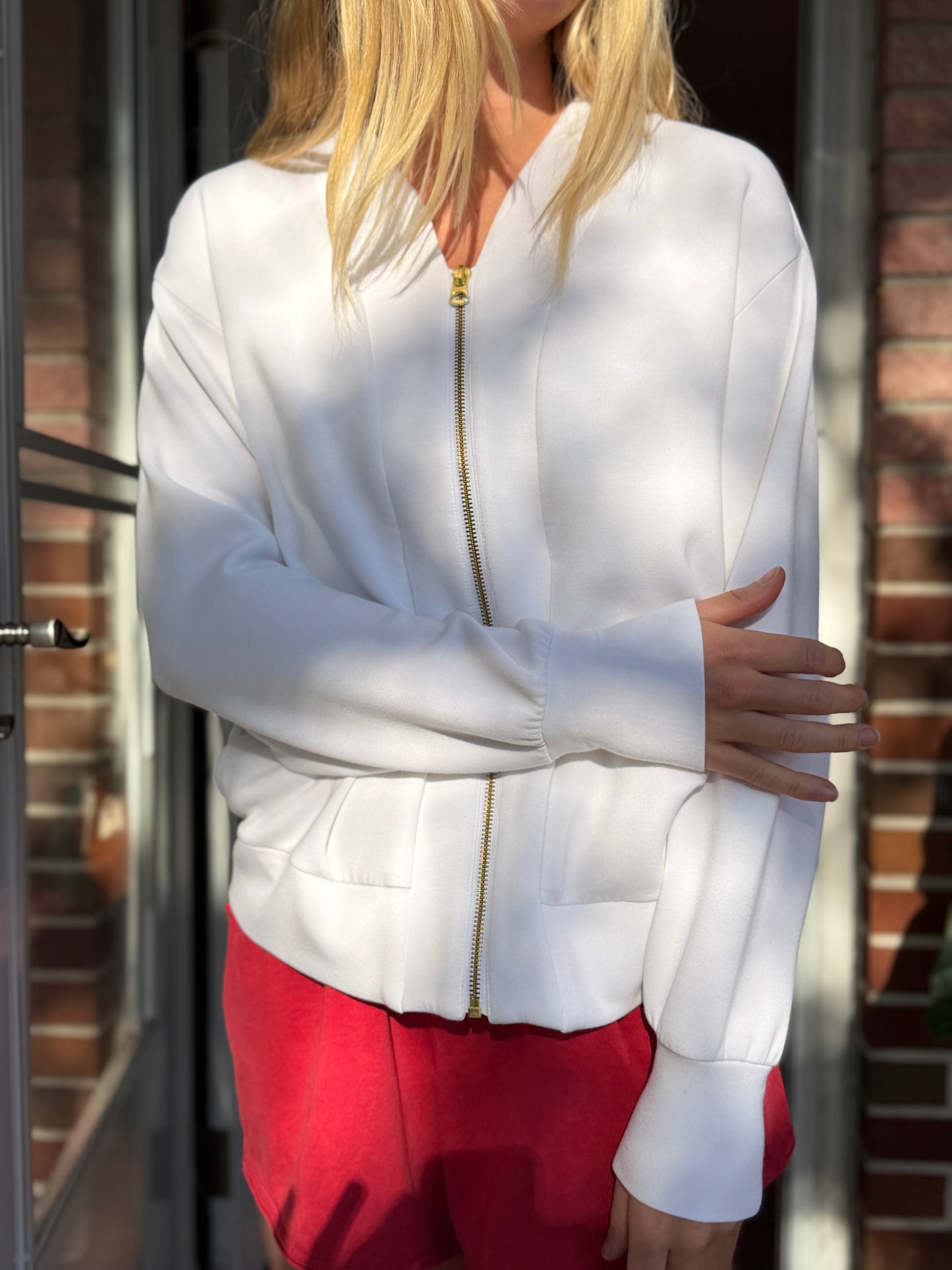 Varley | White DoubleSoft Zip Up, S