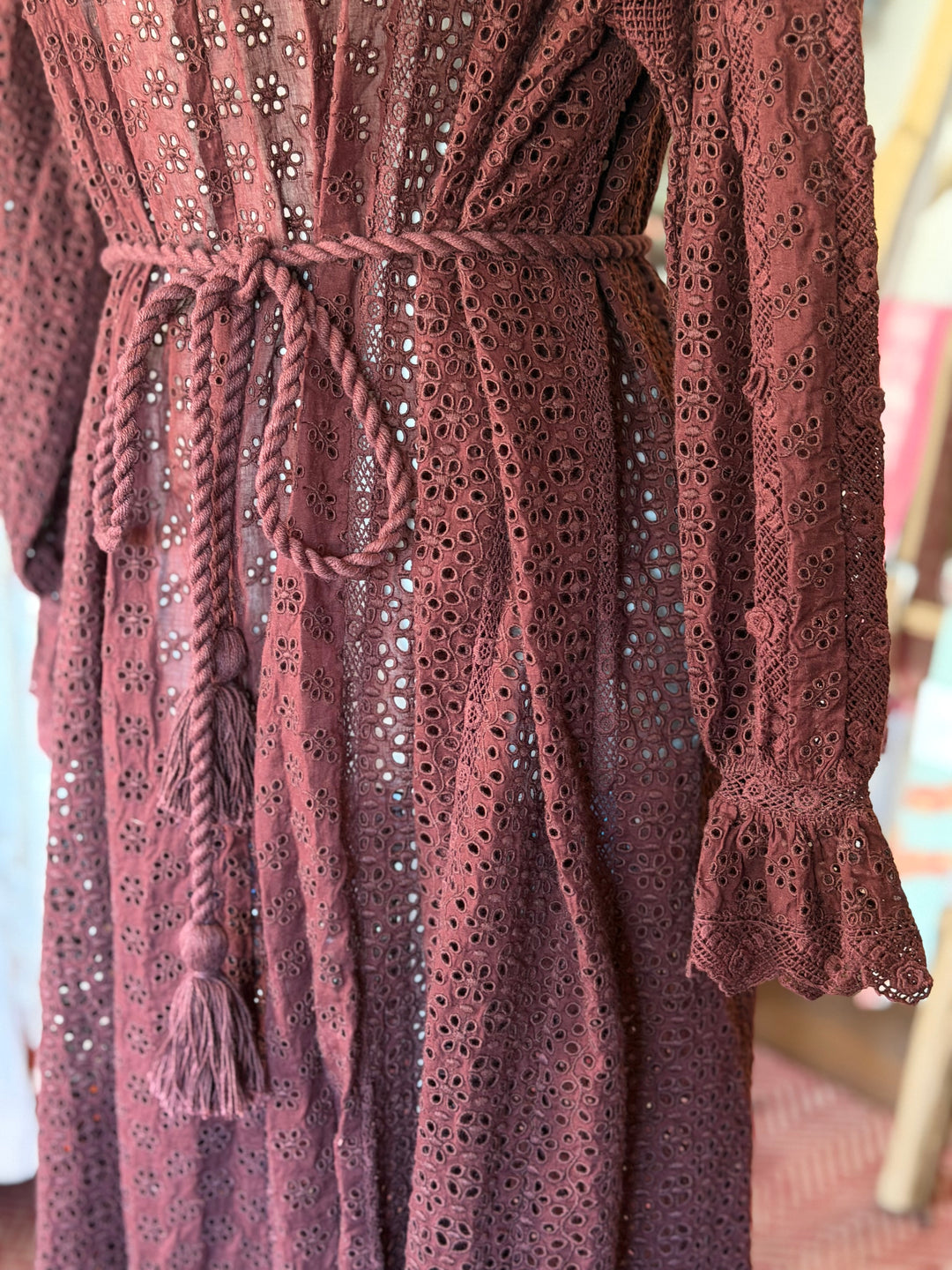DÔEN | Eyelet Tassle Belt Coverup, S