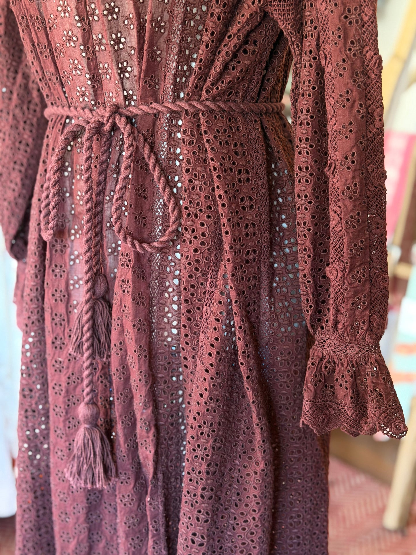DÔEN | Eyelet Tassle Belt Coverup, S