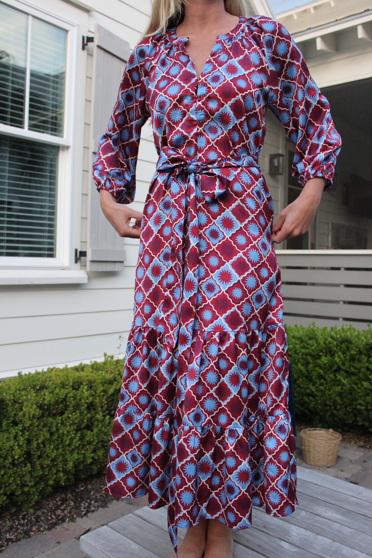 Abbey Glass | Sun Print Midi Dress, XXS