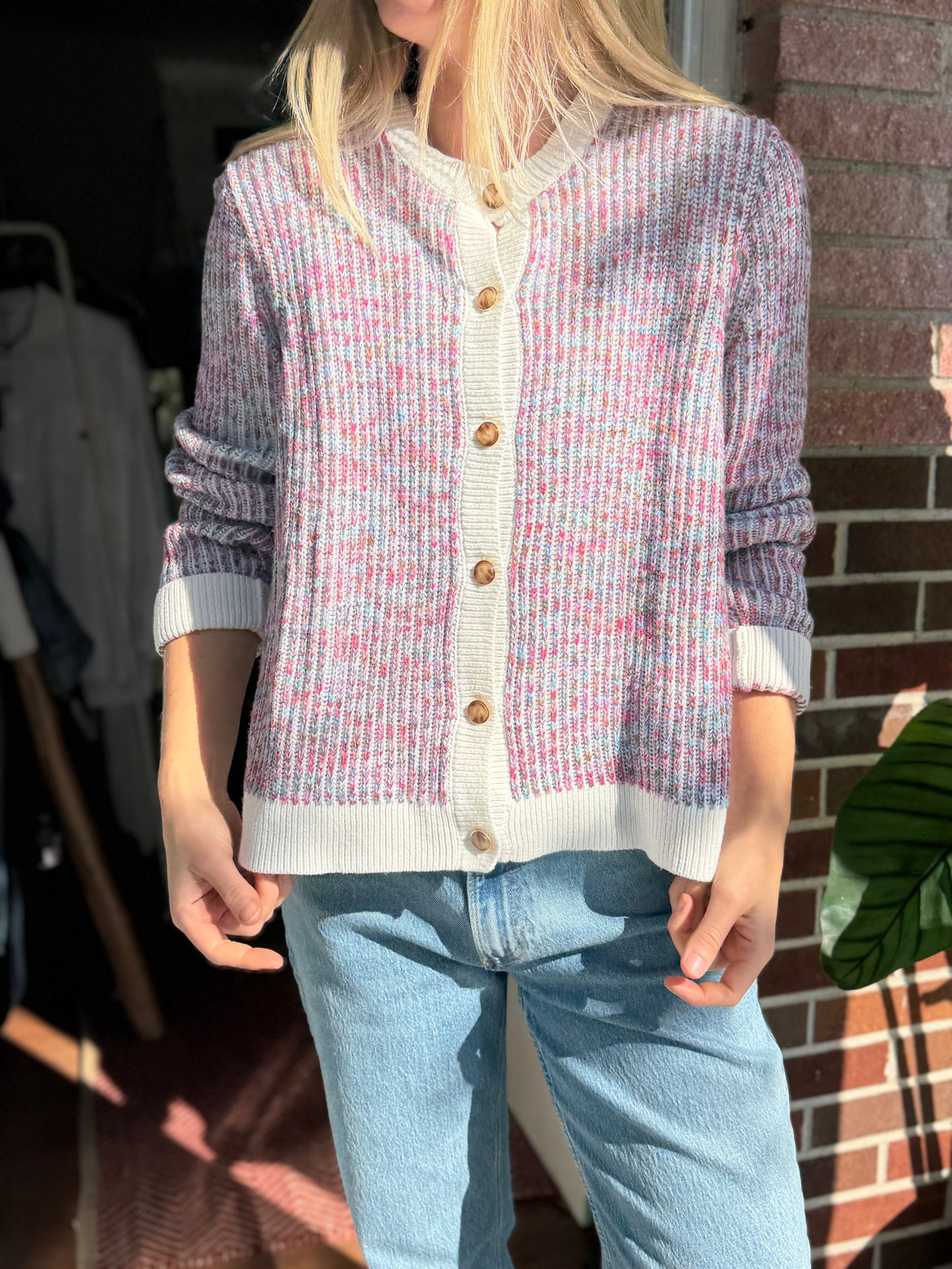 J Crew  | Button Down Cotton Blend Sweater, L