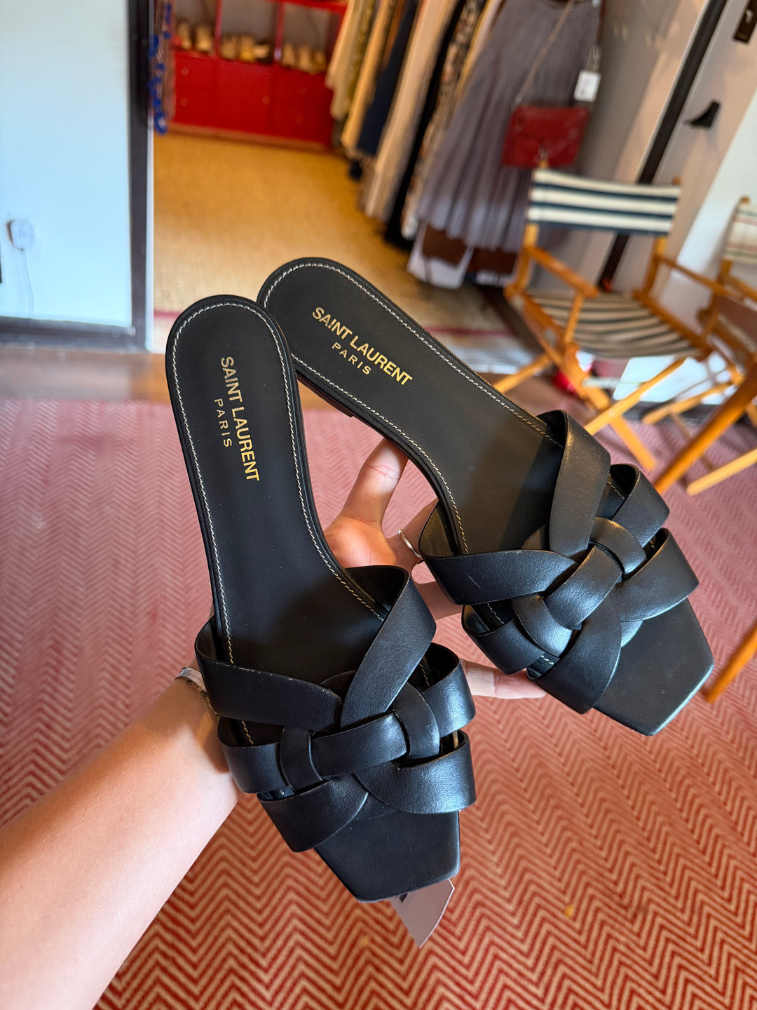 Saint Laurent  | Woven Leather Sandal Slide, 40