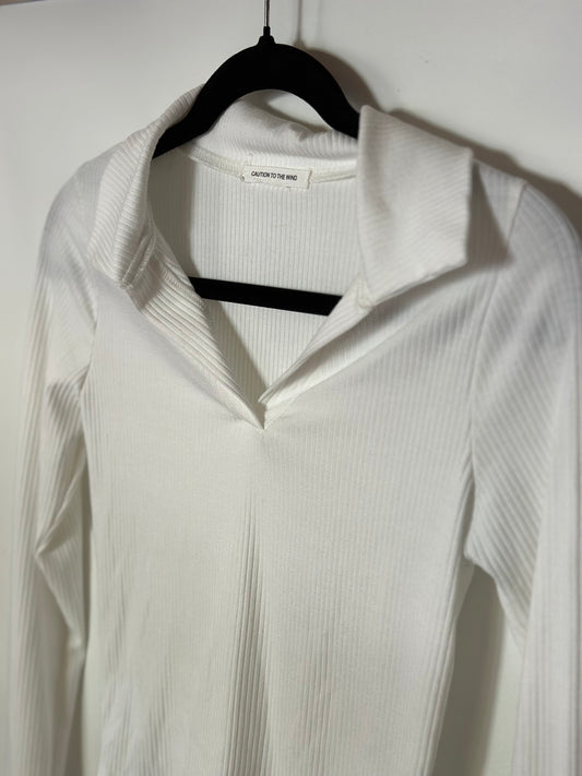 Caution to the Wind | Collared Ribbed Long Sleeve