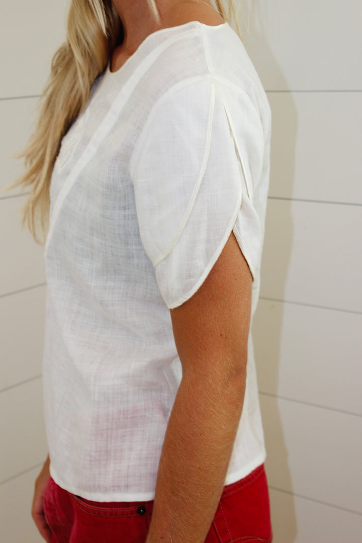 Vintage Floral Linen Top
