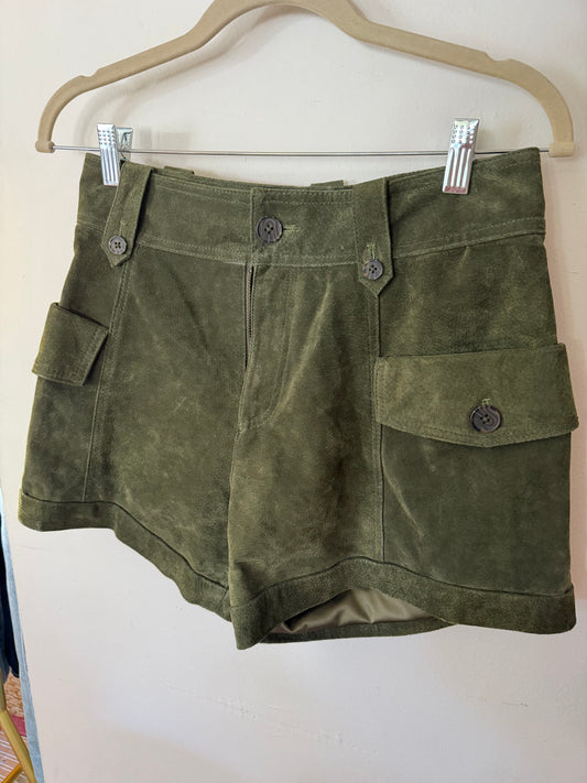 BlankNYC | Army Green Leather Shorts, 26