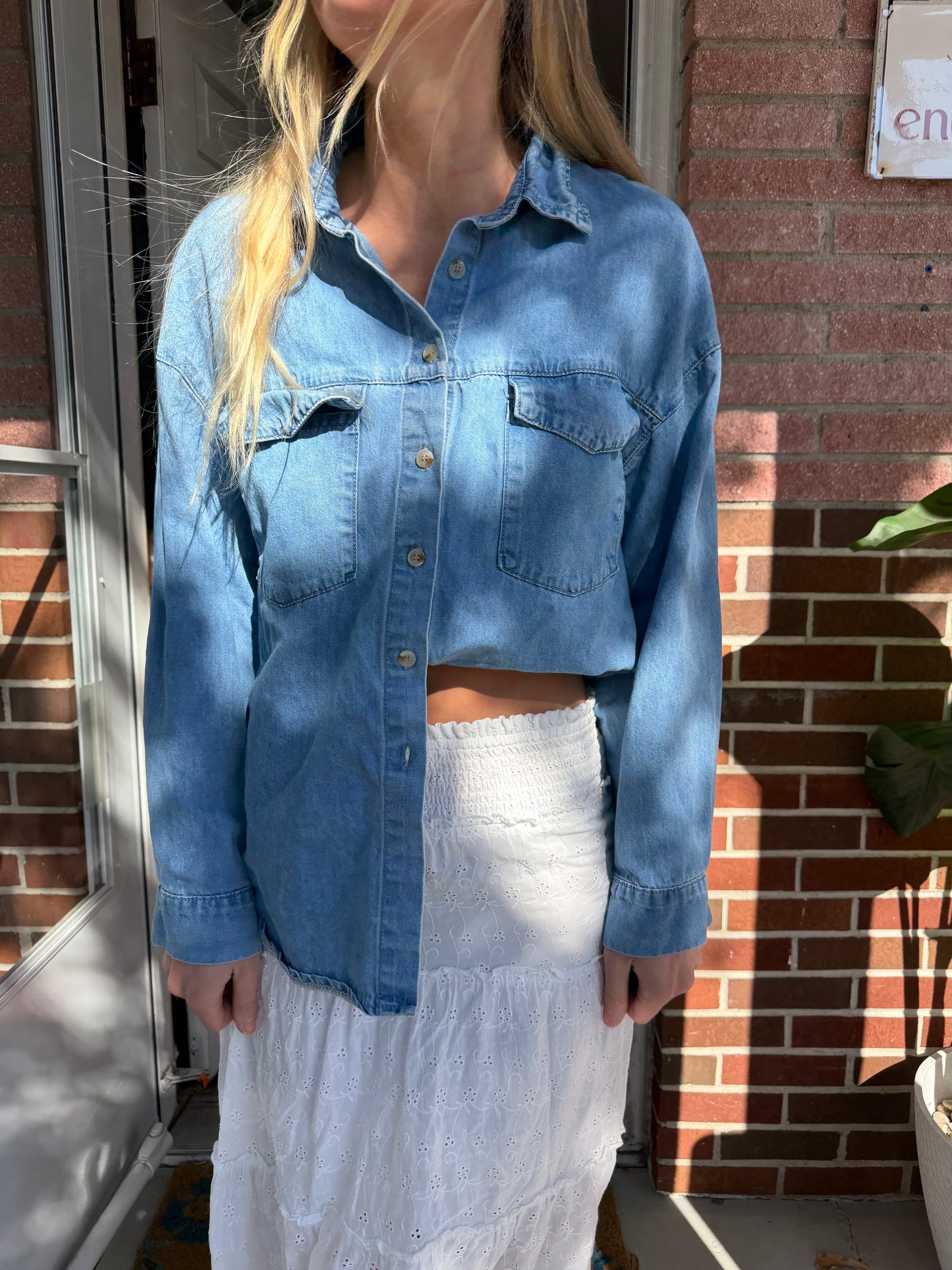 Denim Button Down, M