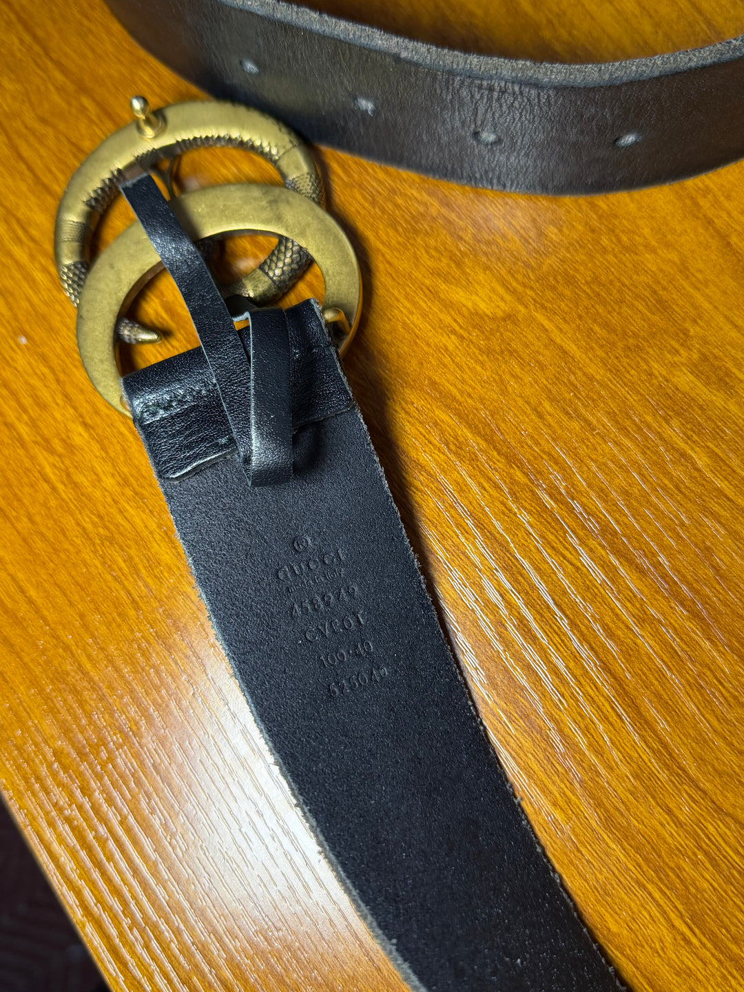 Gucci | Snake Double G Logo Leather Belt, M/L