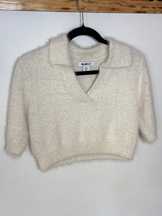 William Rast | Fuzzy Cropped Collard Sweater