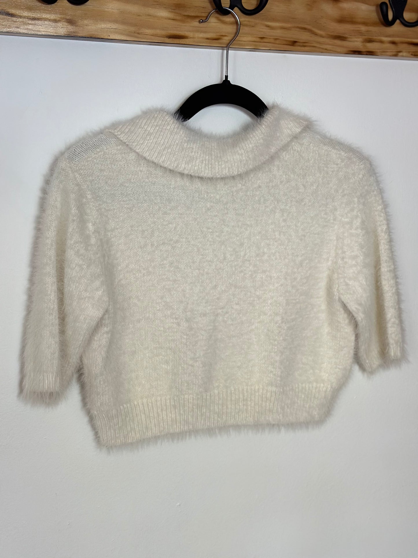 William Rast | Fuzzy Cropped Collard Sweater