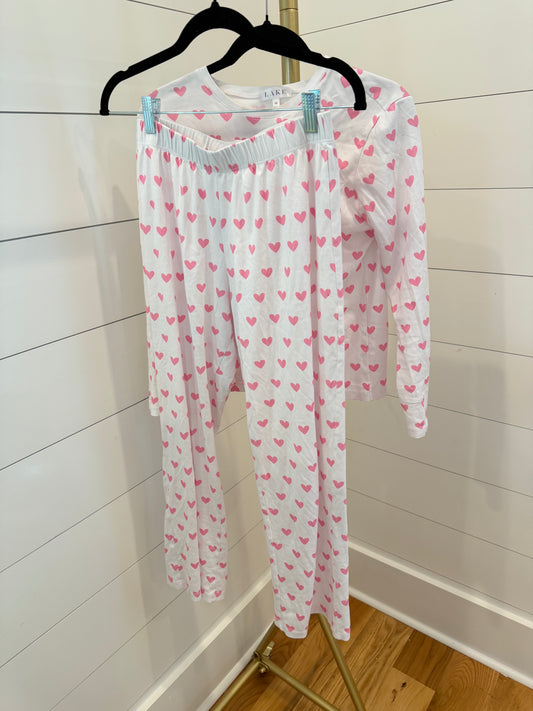 LAKE | Darling Pink Hearts Pima Long-Long PJ Set, XS