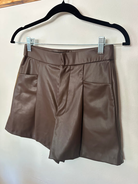 Zara | Brown Leather Shorts