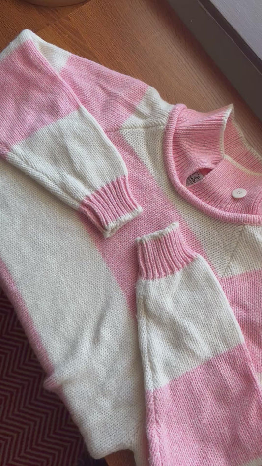 Vintage Ricki Pink & White Striped Sweater